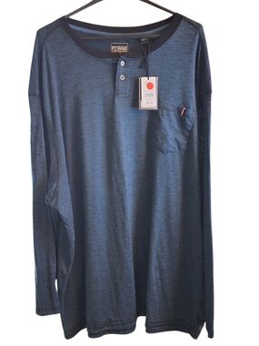 NWT Expressions Navy Blue Striped Long-Sleeve Henley 5XL